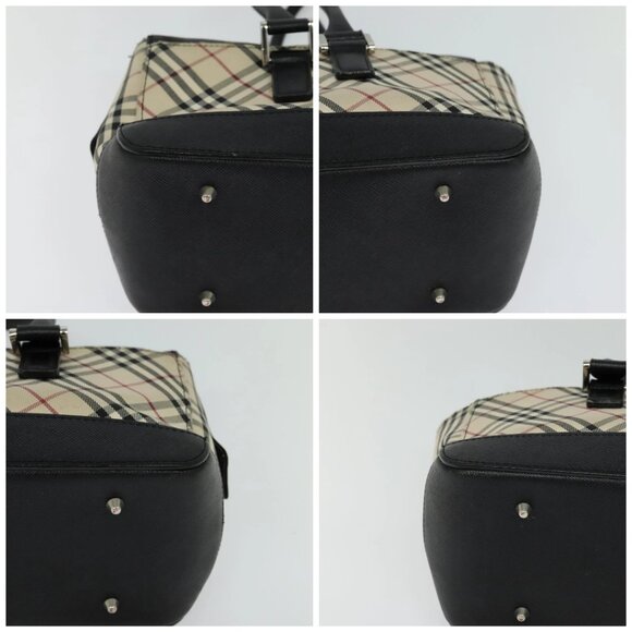 BURBERRY Nova Check Hand Bag Canvas Beige Black Auth - Picture 16 of 16
